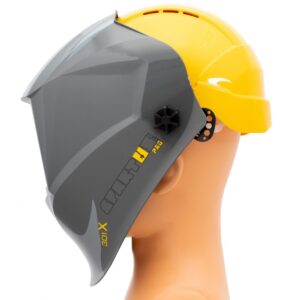 Przyłbica SPARTUS Pro 301X (szara skorupa) z kaskiem i adapterem