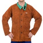 Kurtka ochronna dla spawaczy WELDAS Lava Brown z plecami z trudnopalnej bawełny