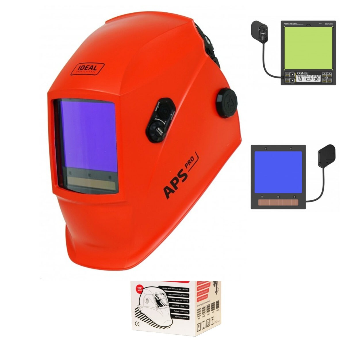 Przyłbica automatyczna APS Pro 999D-AMS+ RED MATT