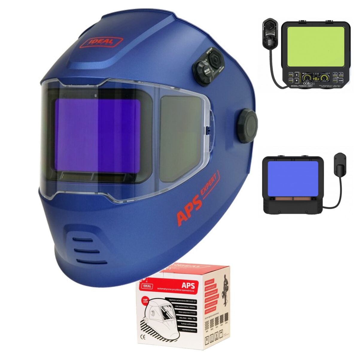 PRZYŁBICA MASKA SPAWALNICZA MIG MAG DO CIĘCIA PLAZMĄ APS EXPERT P43 X2 BLUE