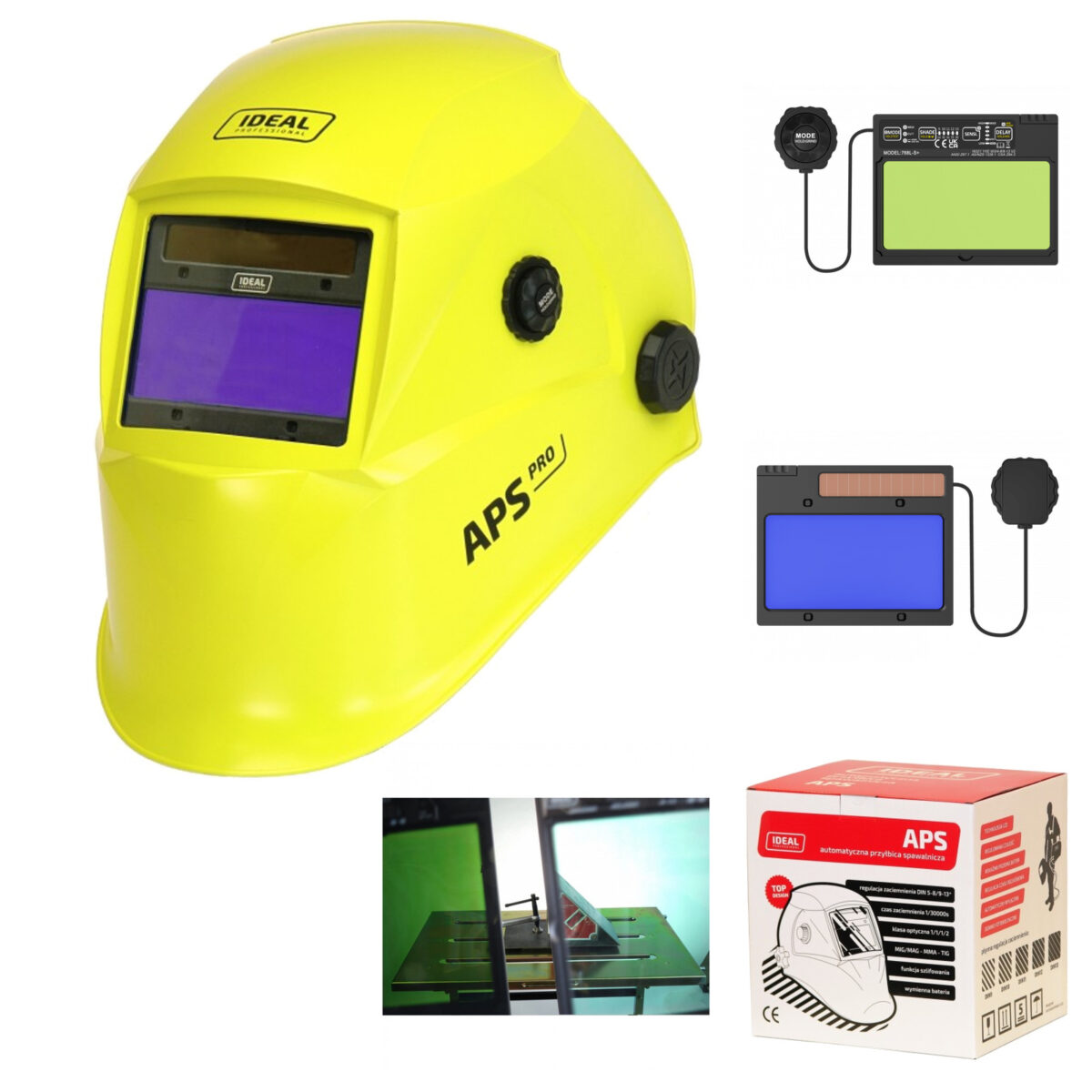 Przyłbica automatyczna APS Pro 768L-S+ YELLOW MATT