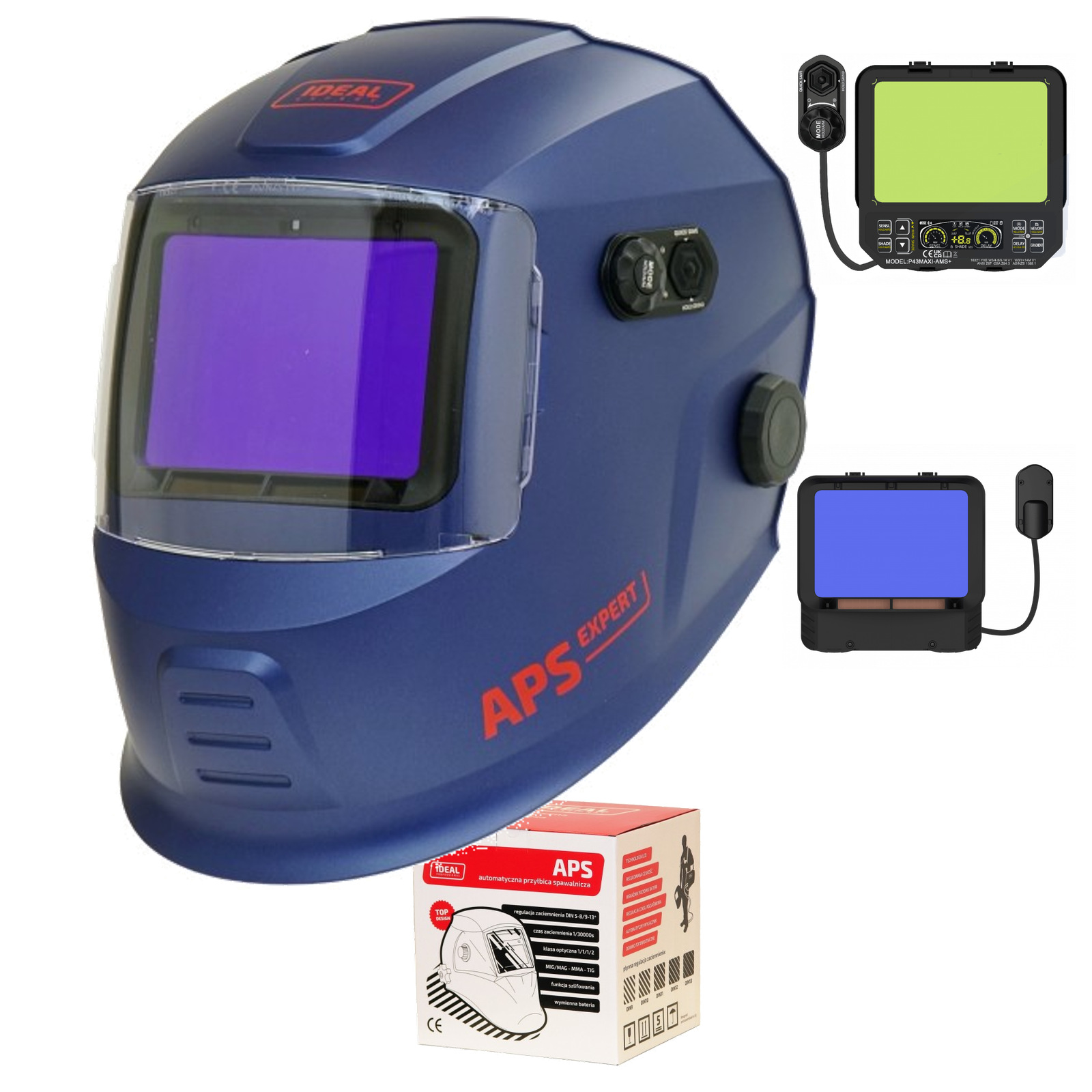 Przyłbica Ideal APS Expert P43-MAXI-AMS+ X1 BLUE MATT TV