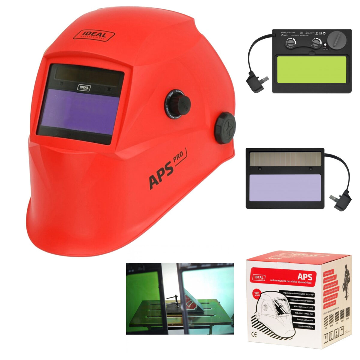 Przyłbica maska spawalnicza IDEAL APS Pro 510G RED MATT TrueColour