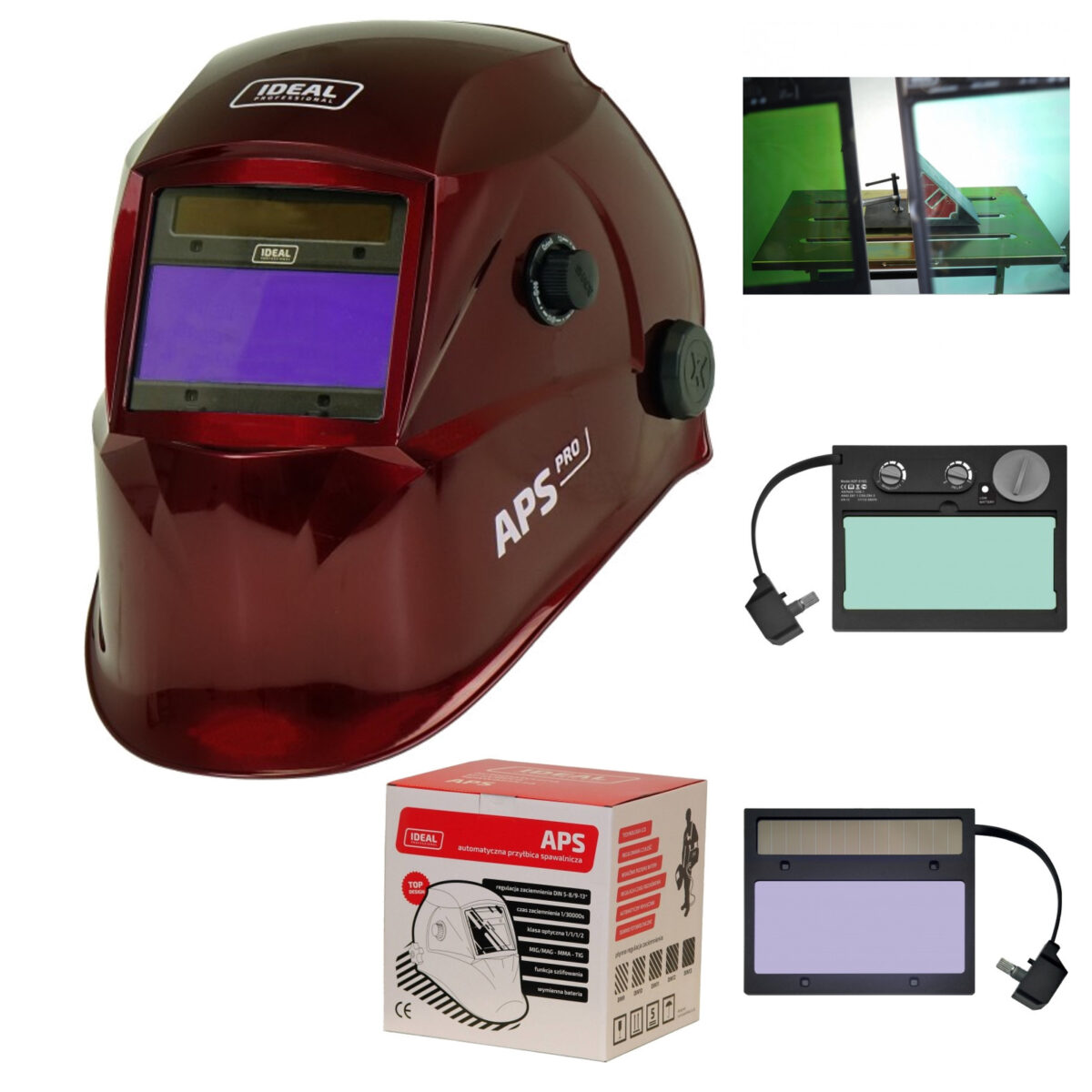 Maska spawalnicza IDEAL APS-616G RED/TC przyłbica