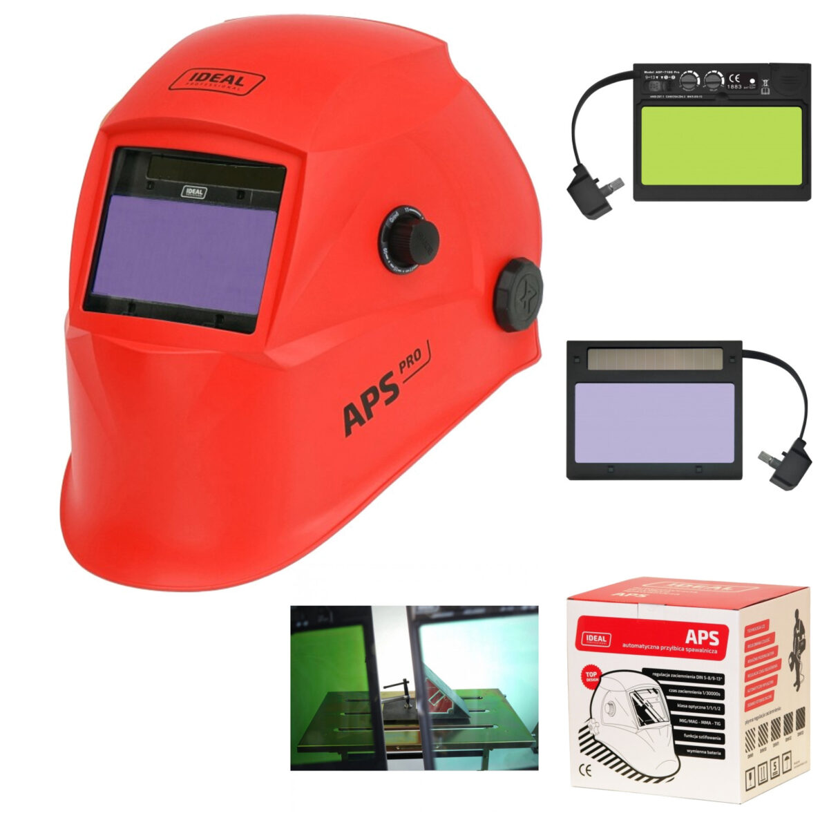 Przyłbica automatyczna APS Pro 718G RED MATT TrueV