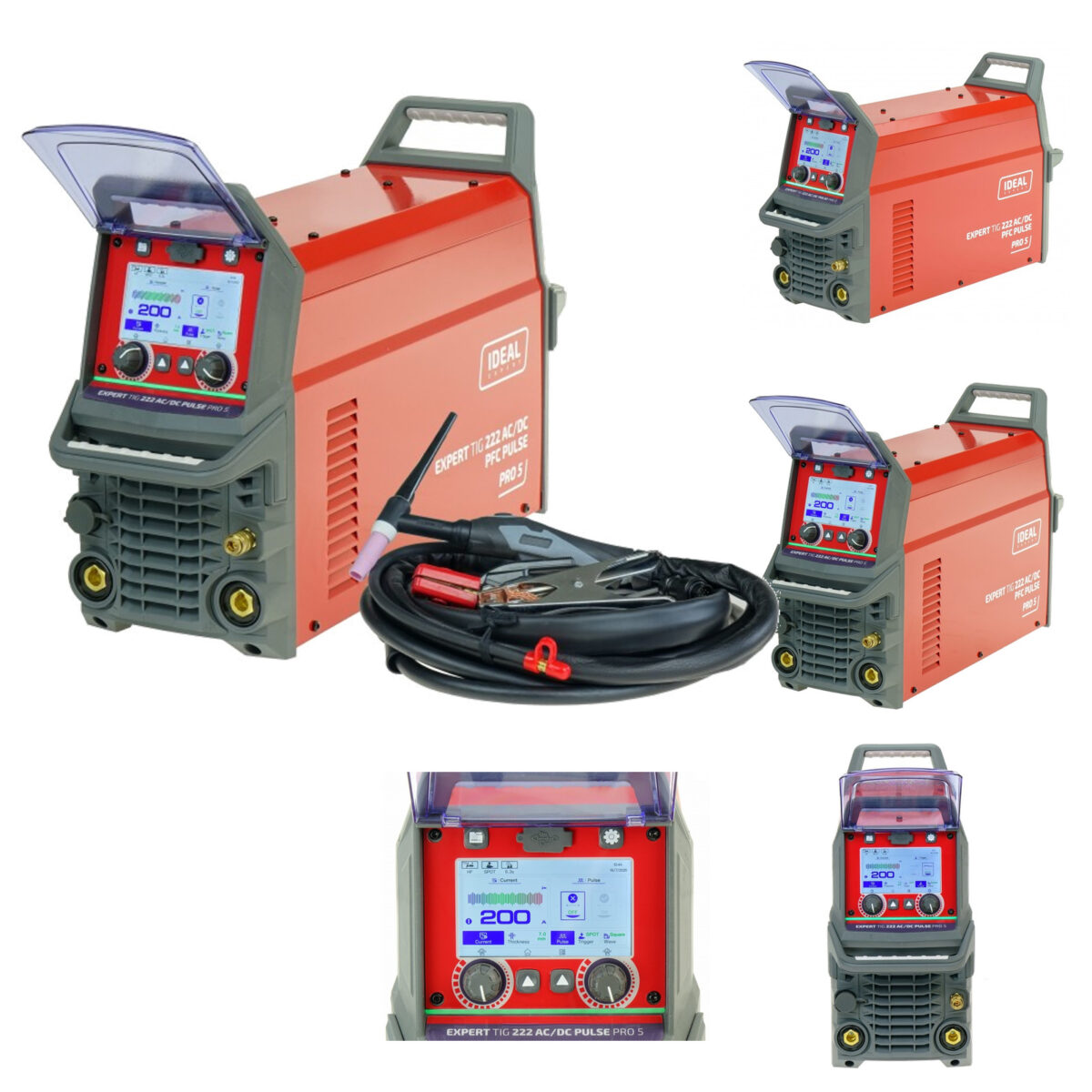 Spawarka TIG IDEAL EXPERT 222 AC/DC PFC PULSE Pro5 LCD ALU MMA T-26 4m