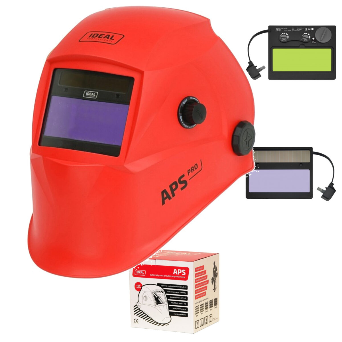 Przyłbica Automatyczna IDEAL APS-510G PRO RED MATT TRUE COLOR CZERWONA