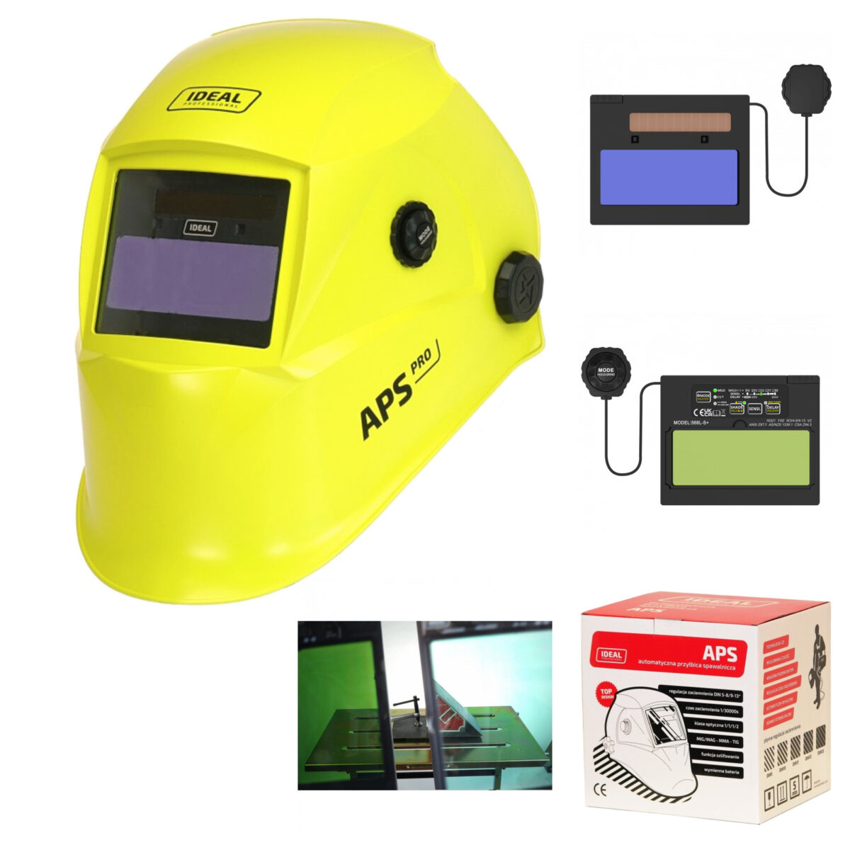 Przyłbica automatyczna APS Pro 568L-S+ YELLOW MATT