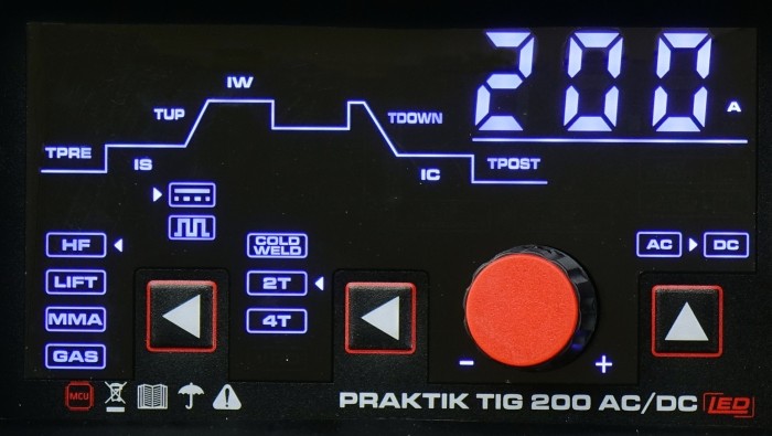 Spawarka TIG AC DC MMA Ideal Praktik TIG 200 LED PULS HF 2T 4T Cold TIG